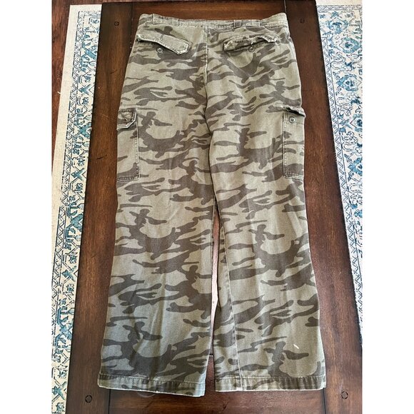Vintage A.P.C.O Cargo Pants Jeans Camouflage Green Camo Baggy Wide Leg 36 X 30 - Picture 4 of 7